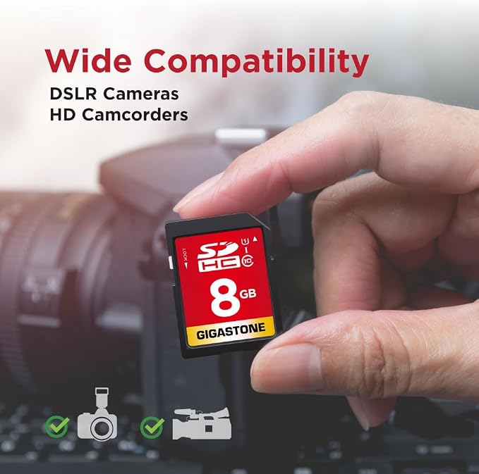 GIGASTONE 8GB SD Card 2-Pack UHS-I U1 Class 10 SDHC Memory Card, Speed Up to 80MB/s, Full HD Video Kodak Olympus Digital Camera, with 2 Mini Cases - Image 6