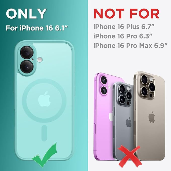 CAPRARO for iPhone 16 Case, Compatible with MagSafe | Upgraded [Full Camera Protection] Protective Translucent Matte Women Girl Magnetic Phone Case Cover, Smoky Blue - Image 2