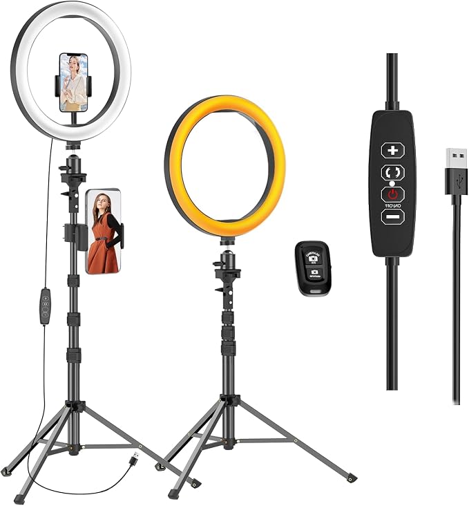 EMART 13" Ring Light with 55" Extendable Tripod Stands and Phone Holder | Dimmable LED Circle Round Light for Selfie Camera Photography, Makeup, YouTube Video, Vlogging, Live Streaming by EMART