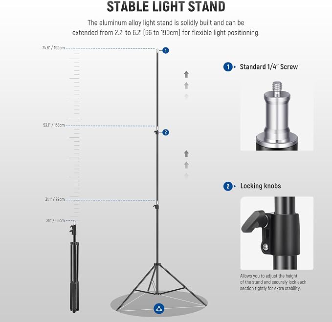 NEEWER Bi Color LED Studio Light with Tripod Stand Barndoors, Video Panel Key Lighting for Video Recording Streaming Photoshoot Photography, 660 LEDs 3200K-5600K 3300lx/1m Dimmable CRI96+, NL660 | Panel Key Lighting for Video Recording Streaming Photos... - Image 8