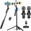 Content Creator Vlogging Kit for iPhone/Android,70-inch Auto Face Tracking Tripod for iPhone with Light and Wireless Microphones,TikTok/YouTube Starter Kit by YUANRAN