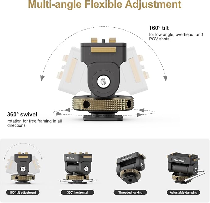 MINIFOCUS Magnetic Cold Shoe Adapter Mount, 360° Rotatable 160° Tilt Action Camera Hot Shoe Mount with 1/4" Screw Hole Compatible with Insta360 Ace Pro/Ace Pro2/X4/X4 Air/X5 - Image 5