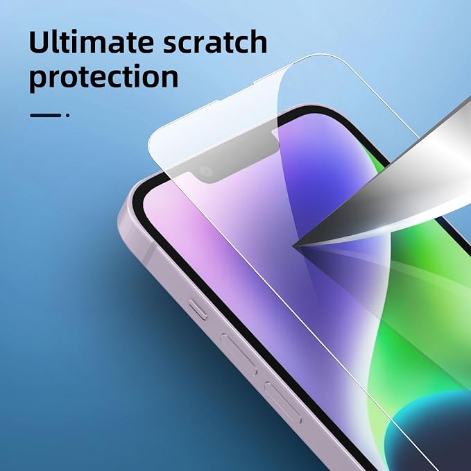 NEW'C 3x for iPhone 14 Screen Protector (6.1 inches)+ 3x Camera Lens Protector, Sensor Protection + Dust Plug - Case Friendly Tempered Glass Film, Ultra Resistant - Image 7