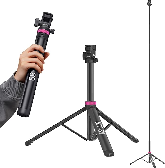 ULANZI MT-89 Extendable Tripod Aluminum, 82" Portable Adjustable Light Stand with 1/4" Screw Quick Release, Camera Phone Tripod for Camera Video Light Smartphone, Lightweight for Travel,Up Load 2.2LBS by ulanzi