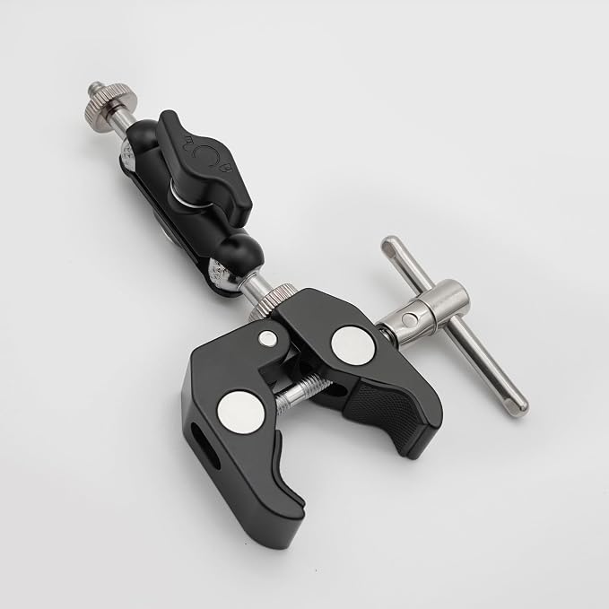 Super Clamp Mount with Dual Ball Head Magic Arm Heavy Duty Plastic Crab Compatible with GoPro, DJI Action 2, Insta360, Canon Nikon Sony Cameras, Field Monitor, LED Light, Microphone, Tube, Tripod - Image 3