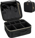 Relavel Travel Makeup Train Case Makeup Cosmetic Case Organizer Portable Artist Storage Bag with Adjustable Dividers for Cosmetics Makeup Brushes Toiletry, Black with Gold Zipper by Relavel
