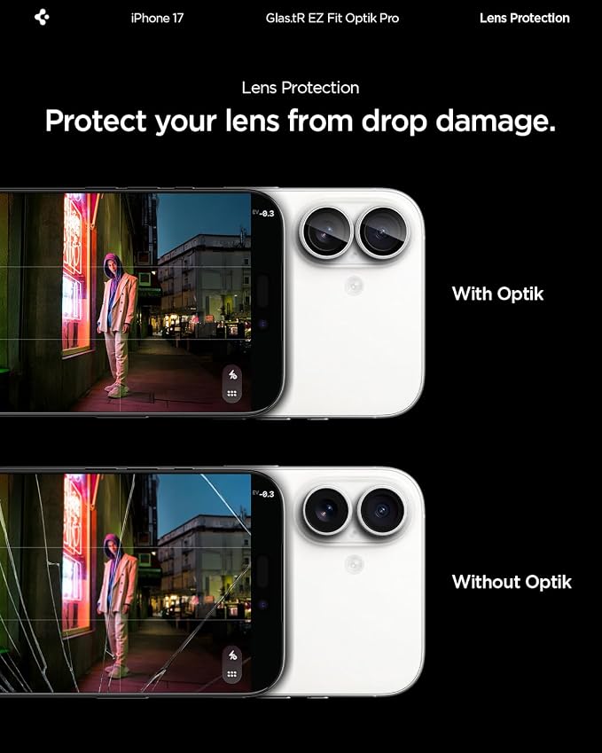 Spigen Camera Lens Protector for iPhone 17 (16 Plus/16) - Silver | GlasTR EZ Fit Optik Pro, 9H+ Tempered glass, Scratch resistant, Auto-align tray, Case-friendly, Original Photo Quality, 2Pack - Image 5