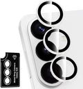 for Samsung Galaxy S26 Camera Lens Protector, Individual Metal Ring Tempered Glass Lens Cover, [Strong Adsorption] Scratch Resistant Ultra-Thin HD Clear Lens Cover, 1 Set-White Shine by Btscase