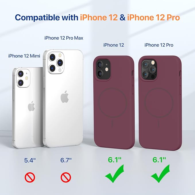 Miracase Magnetic for iPhone 12 Case/iPhone 12 Pro Case, Wine Red | Compatible with MagSafe, Anti-Scratch Microfiber Lining, Premium Silicone Shockproof Drop Protection Phone Case for 12/12 Pro - Image 2