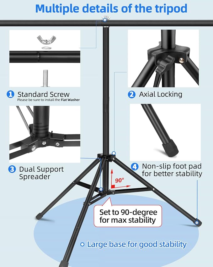 Hemmotop Black Backdrop with Stand, 8x7.5ft Photography Background Kit | Sturdy Threaded Connection Stand, Draped Polyester Fabric, Perfect for Wedding Birthday Graduation Party Banquet Decorations - Image 7