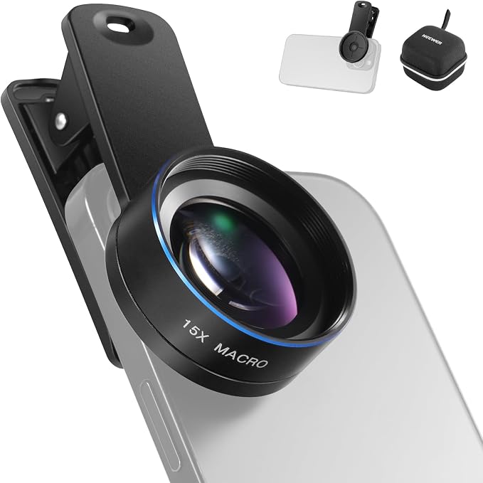 NEEWER Basics 15x Macro Phone Lens Kit with 37mm Lens Clamp, HD Camera Accessories Compatible with iPhone Samsung Android Smartphone, LS-69 by Neewer