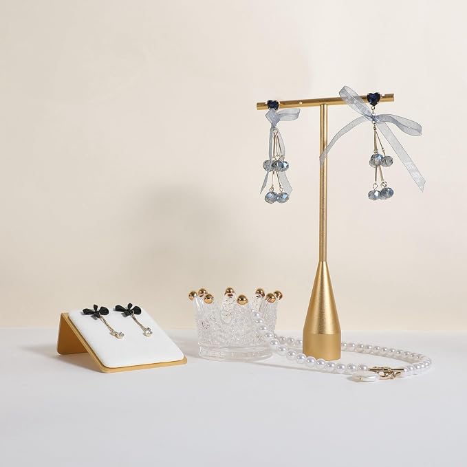 Velvet earring display stands for selling, White earring holder, Gold Jewelry studs organizer【White】 - Image 8