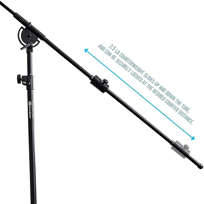AxcessAbles Heavy Duty Microphone Boom Stand with Weighted Tripod Base | 80-inch Height Overhead Mic Stand | 96 Inch Boom Arm Stand | Shotgun Video Mic Stand | All Metal, No Plastic Parts - Image 6