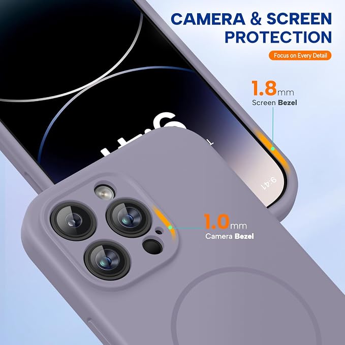miracase Magnetic for iPhone 14 Pro Max Case, [Soft Anti-Scratch Microfiber Lining], Compatible with MagSafe, Silicone Shockproof Protection Phone Case for iPhone 14 Pro Max,Lavender Gray - Image 8