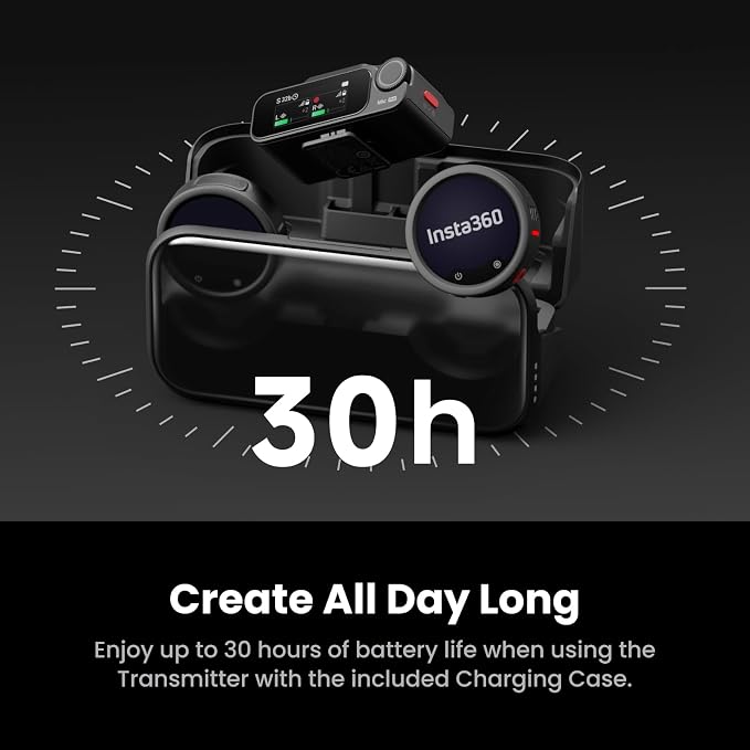 Insta360 Mic Pro (4 TX + 1 RX + Charging Case), Wireless Mini Lavalier Microphone for iPhone/Camera/Android, Video Recording, Vlogging, Bluetooth, Customizable E-Ink Display, 3-Mic Array, 30hrs Use - Image 7