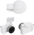 JJC Cold Shoe Wind Muff for Sony ZV-E10 II ZVE10 ZV-1F ZV-1 II ZV-E1, White | Furry Windshield Wind Shield, Microphone Puff, Shoe Adapter Mount Holder for LED Light Mic Attachment, Vlogging Accessories by JJC