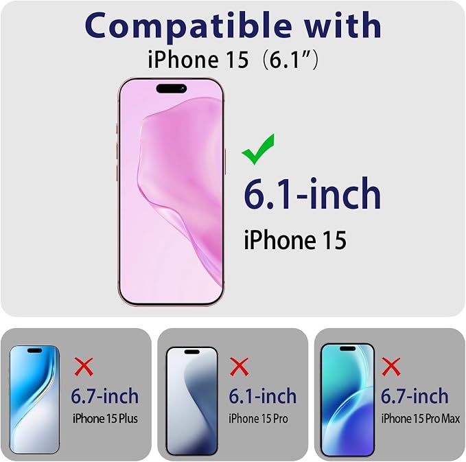 2 Pack Tempered Glass Screen Protector for iPhone 15 6.1-Inch | with 2 Pack Camera Lens Protector, Anti Scratch, Bubble Free, Case Friendly - Image 2