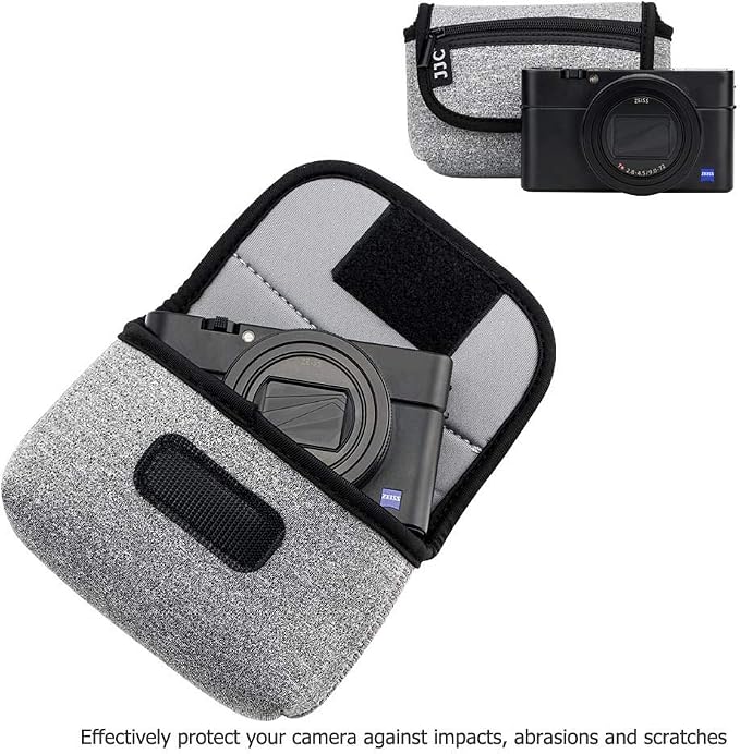 JJC Compact Camera Case Pouch for Sony DSC-W830 W810 W800 Canon SX620, Grey | for Sony RX100 VII VI VA IV Kodak Ektar H35N Pixpro FZ45 Canon SX610 SX720 ELPH 190 ELPH 180 & More, Neoprene Material - Image 4