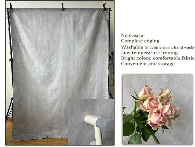 6x9ft Grey Portrait Photography Backdrops Solid Texture Abstract Photo Background for Photoshoot - Image 5
