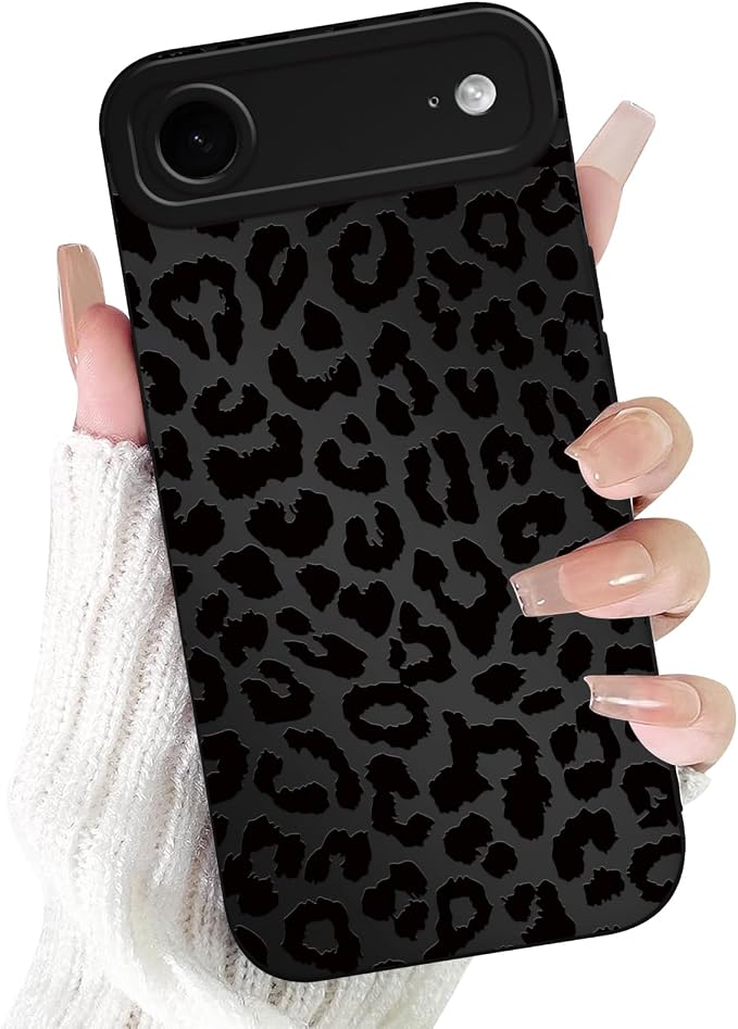 Cute Black Cheetah Print Phone Case for iPhone Air 6.5" | Aesthetic Leopard Pattern Design Cover Full Camera Lens Protective Shockproof Soft Slim TPU Funda for Men Women Girls by Unknown