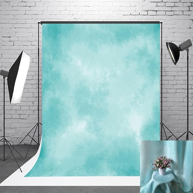 8x10ft Aqua Abstract Solid Photography Backdrops Gradient Portrait Photo Booth Background for Photographyer by HMTFOTO