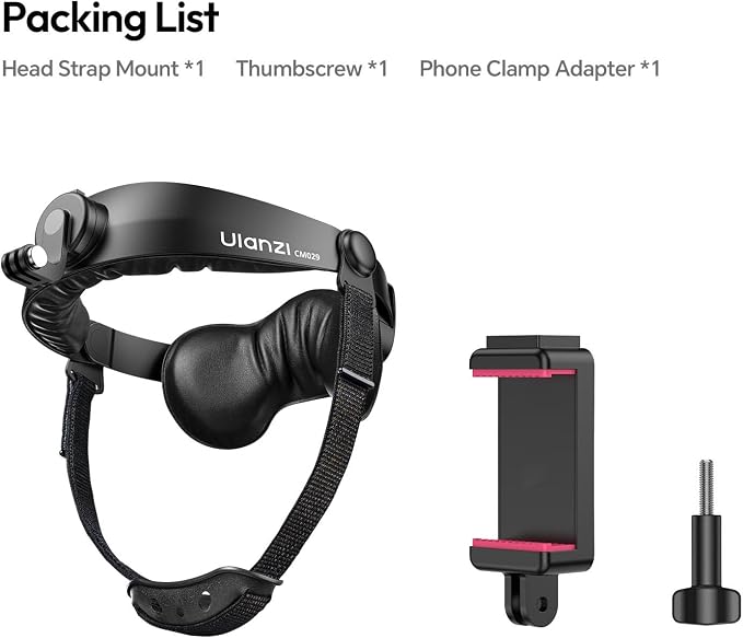 ULANZI Head Strap Mount f Action Camera & Phone Comfortable POV Head Mount | with 360° Rotation, Compatible with Action Camera DJI Osmo Insta360 iPhone - Hands Free Vlogging - Image 7