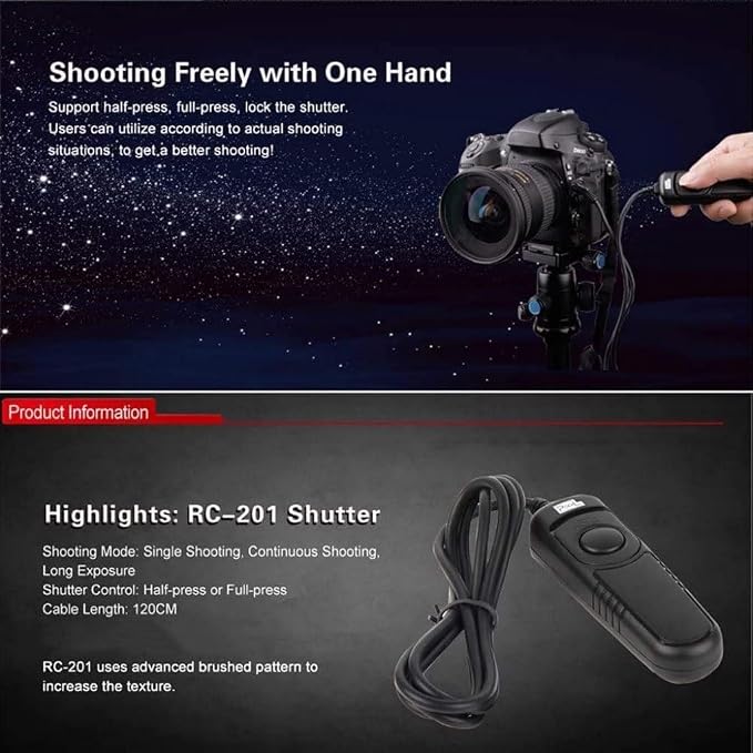 Pixel Wired Remote Shutter Release Cable L1 Compatible with Panasonic | For Panasonic Lumix S5 S5-II S5C S1 G97 G95 G91 G9 GH5 GH4 G85 G81 G80 GX8 GX7 FZ2500 FZ2000 FZ1000 FZ1000-II DMW-RSL1 etc. - Image 4
