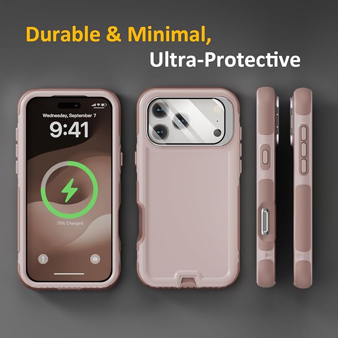 Follaroma Magnetic for iPhone 17 Pro Max Case with Camera Stand,Light Brown | Built-in Glass Camera Cover Stand,Compatible with MagSafe,Heavy Duty Shockproof Protective,Military-Grade Anti-DropDual Case - Image 8