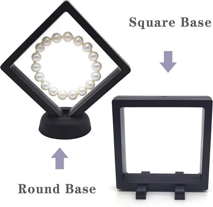 14 Pcs 3D Floating Display Case Floating Frame Display Holder Stands Transparent PE Jewelry Storage Box for Challenge Coin Medal AA Medallions (Black) - Image 5