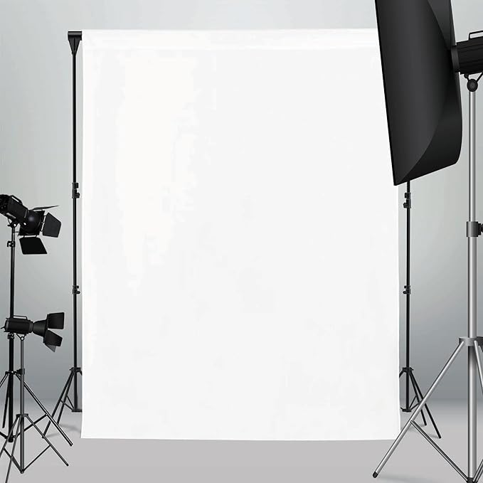 5x7ft White Backdrop for Photography, Pocket Design Photo Booth Background for Portrait Photoshoot, Party Decorations and Video Studio Background, White Backdrop Curtain for Soft Fabric Drapes by Naykaly