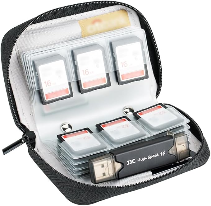 28 Slots SD Card Holder Case with Labels for 24 SD+4 CFB Cards | Holds 24 SD + 4 CF/XQD. Number stickers + notepaper for indexing. Durable polyester. Transparent slots memory Card case. - Image 7