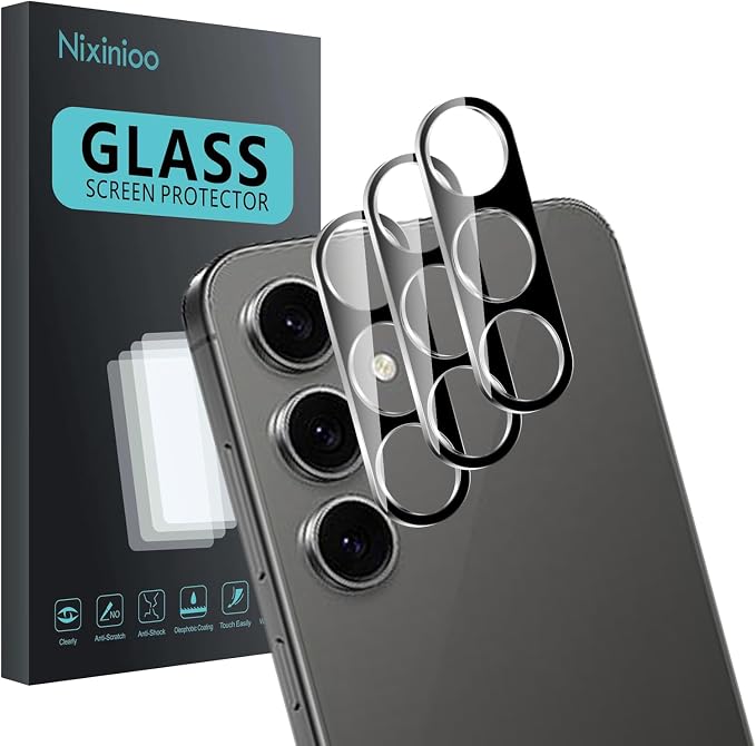 3 Pack Camera Lens Protector for Samsung Galaxy S24 Plus | Tempered Glass,Anti-Fingerprint,9H Hardness,Scratch Resistant,Easy to Install,Bubble Free,HD Clarity by Unknown
