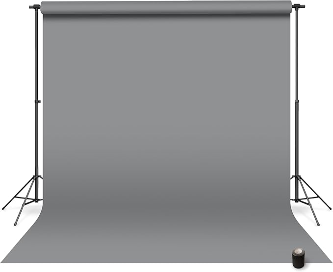 Denny Mfg Seamless Paper Backdrop for Photoshoot, Medium Grey, 53in x 36ft | Photoshoot backdrop, Matte Finish for Portraits, Product Photos and Video Shoots, with Free Roll Gaffer Tape (2 in x 13 ft) by DennyManufacturing