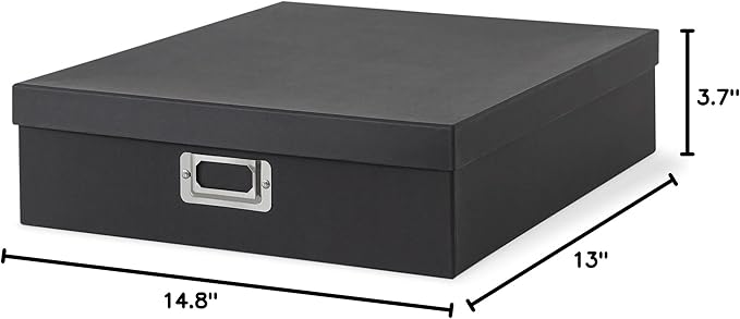 Soul & Lane - Black Scrapbook Photo Storage Box with Lid, 14.8x13x3.7 In | Large Keepsake Memory Organizer, Decorative Cardboard Album Box, Jumbo Craft Storage for Photos and Memorabilia - Image 9