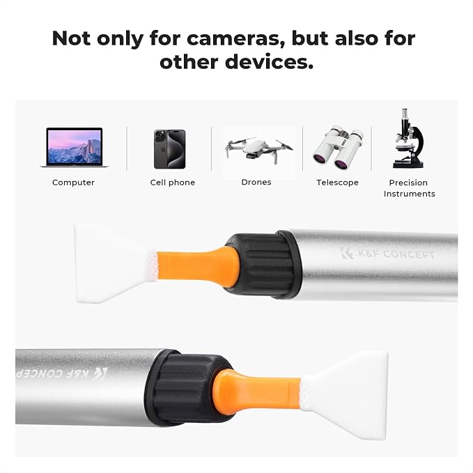 K&F CONCEPT Versatile Switch Lens Cleaning Pen for Phone Tablet AR Glasses | 16mm Half-Frame Swab X6,Suede Carbon Head X2,Soft Brush,Aluminum Alloy Pen Body,Individually Packed,Portable and Hygienic - Image 8