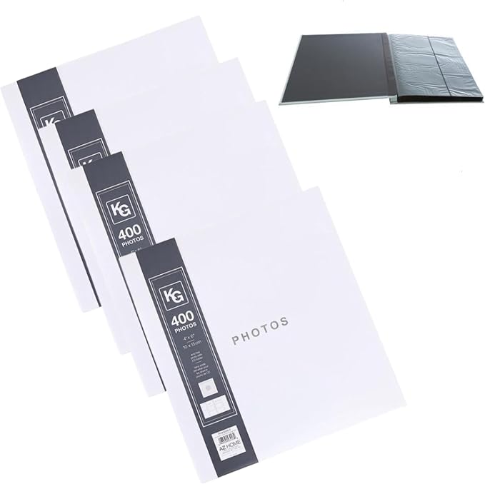Kiera Grace 400-Pocket Jocelyn Simple & Classic Photo Album For Home & Office With CD Storage Pocket, 13.19”L x 12.01"W x 1.5“H To Display 400-4" x 6" Pictures, 6 Pieces, White by KieraGrace