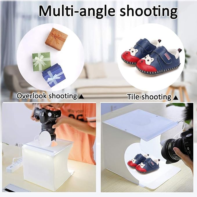 DUCLUS Mini Photo Studio Light Box,Portable Folding Photography Light Tent kit with 40pcs LED Light + 6 Kinds Color Backgrounds for Small Size Products - Image 3