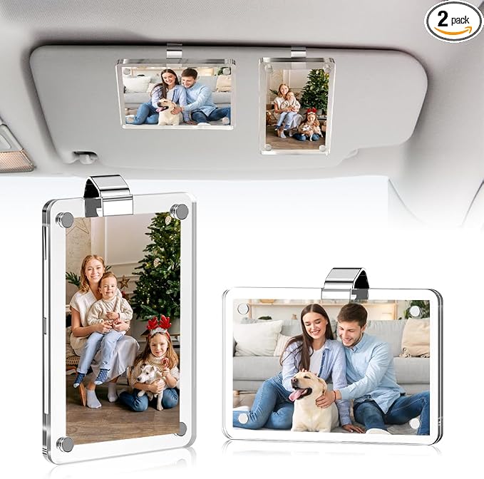 2PCS Car Visor Photo Holder - Personalized Picture Frame for Family/Personal Photos, Universal Sun Visor Clip Accessories, Car Picture Frame Car Accessories (2.36"x3.54") by Unknown