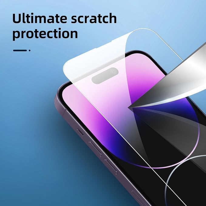 NEW'C 3x for iPhone 14 Pro Max Screen Protector (6.7 inches)+ 3x Camera Lens Protector, Sensor Protection + Dust Plug - Case Friendly Tempered Glass Film, Ultra Resistant - Image 7