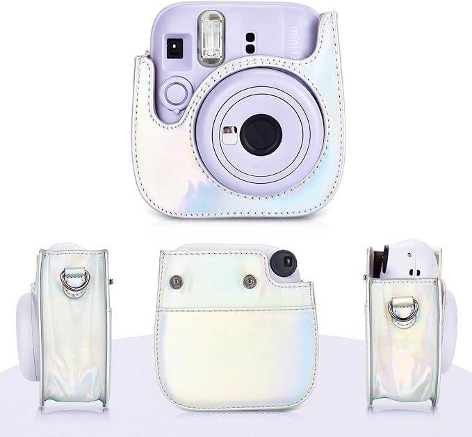 Phetium Mini 13 Camera Case for Fujifilm Instax Mini 13 12 Camera-Silver | Mini Camera Protective Case,PU Leather Bag,Photo Storage Pocket,Adjustable Shoulder Strap,Magnetic Flip - Image 2