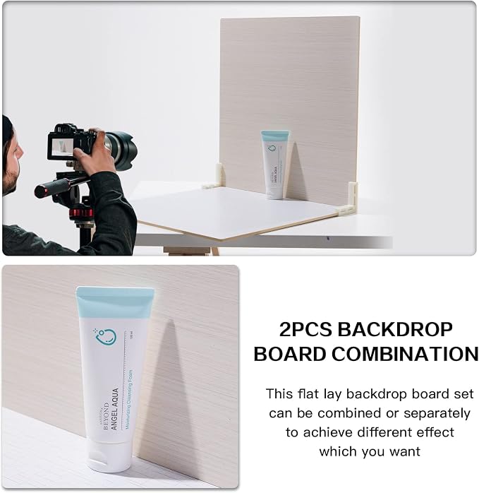 5PCS Double Sided Flat Lay Photo Studio Backdrop Boards, 16x16 Inch Waterproof Tabletop Background Board, Reusable Backdrop Props for Food Makeup Jewelry Product Shooting - Image 5