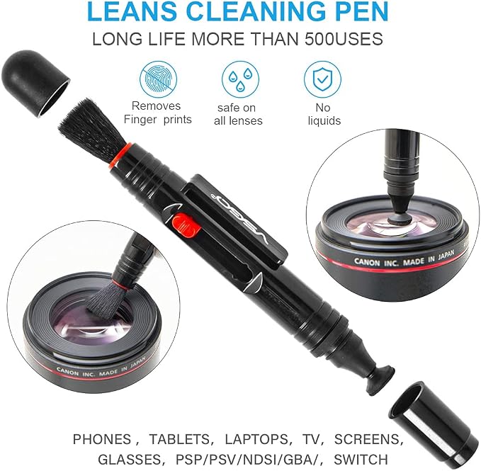 VSGO Optical Camera Lens Cleaning Kit Travel Edition | Lens Pen, Air Blower, Lens Cleaner, Screen Cleaning Cloth and Wet Wipes & Microfiber Cleaning Cloth Included, DKL-15D - Image 3