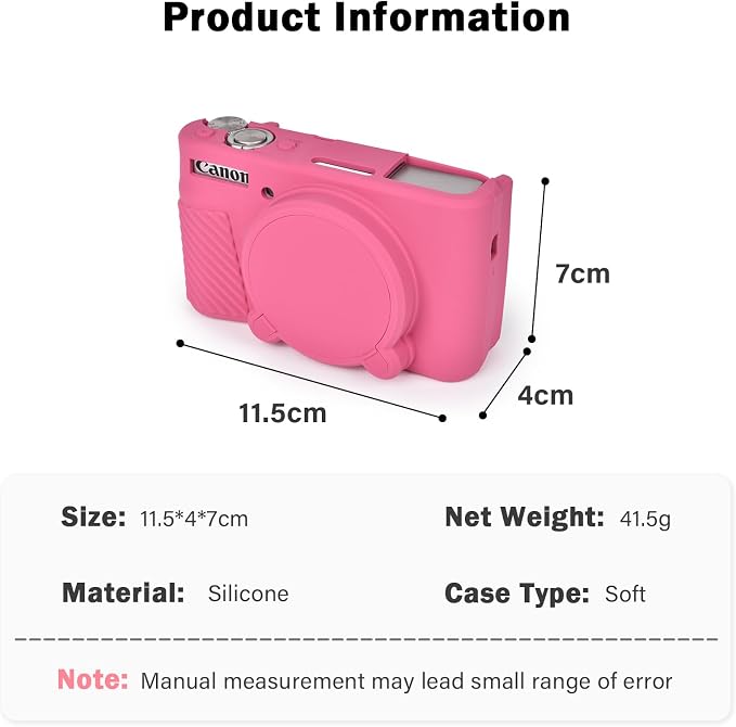 MUZIRI KINOKOO Case for Canon Powershot SX740/SX730 HS Digital Camera - Soft Protective Cover SX740 SX730 HS Camera Silicone Sleeve with Removable Lens Cover - Anti-Slip & Anti-Scratch - Rose Red - Image 7