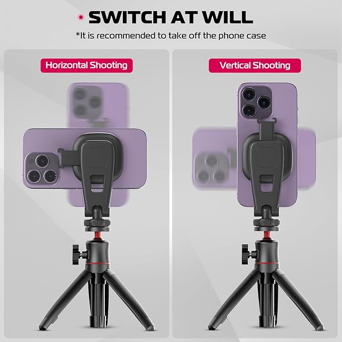 ULANZI Magnetic iPhone Tripod Mount MA23, Magnet Phone Holder Adapter Tripod Attachment Compatible with MagSafe Only for iPhone 12 13 14 15 16 Plus Pro Max All Series | Cold Shoe Mount for Tripod Attachment, Magnet Phone Holder w 360° Rotation 1/4'' Sc... - Image 3