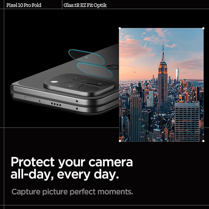 Spigen Glas.tR EZ FIT Optik Camera Lens Protector for Pixel 10 Pro Fold | GlasTR EZ Fit Optik, 9H+ Tempered glass, Scratch resistant, Original photo quality, Auto-align tray, Case-friendly, 2Pack - Image 3