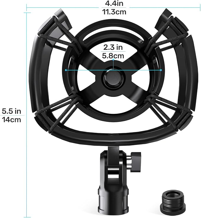 Custom Built for Razer Seiren Shock Mount, Elastic Suspension, Adapter | Anti-Vibration Elastic Suspension, Holder Clip & Screw Adapter. For Razer Seiren V3 Mini USB V2 Microphone, Ideal for Podcast - Image 5