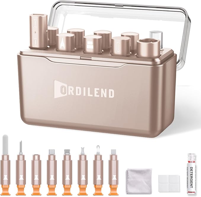 iPhone Cleaning Kit for Charging Port Cleaner AirPod Phone, Desert Titanium | Multi-Tool, iPhone Cleaner, Repair Lightning Cable USB C Speaker Charger iPad Connector, Compact Portable, with Storage Case by Ordilend