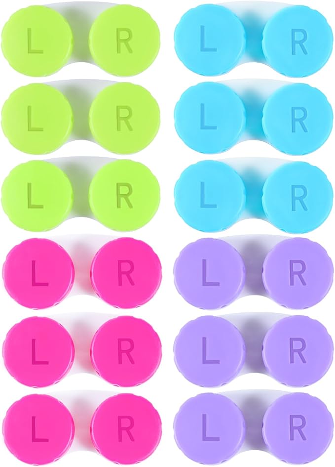 KISEER 12 Pack Colorful Contact Lens Case Box Holder Container Soak Storage Kit by KISEER