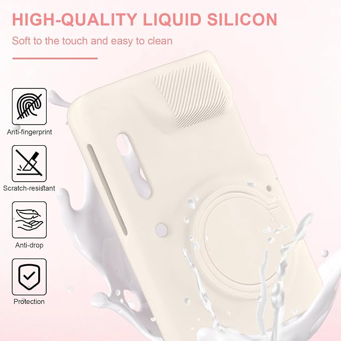 Camera Case for Kodak PIXPRO FZ55 with 2-Pack Screen Protector | Cute Charm Wrist Strap, Soft Silicone Protective Case with Removable Lens Cap for Kodak FZ55 Accessories - Beige - Image 3