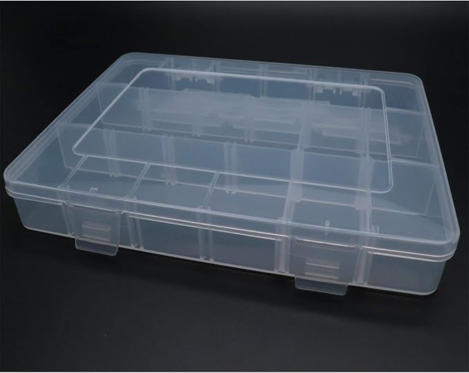 Xiaoyztan 18-Grid Clear Plastic Organizer with Adjustable Dividers | 18-grid clear organizer with adjustable dividers for jewelry, beads, tackle, and crafts - Image 4